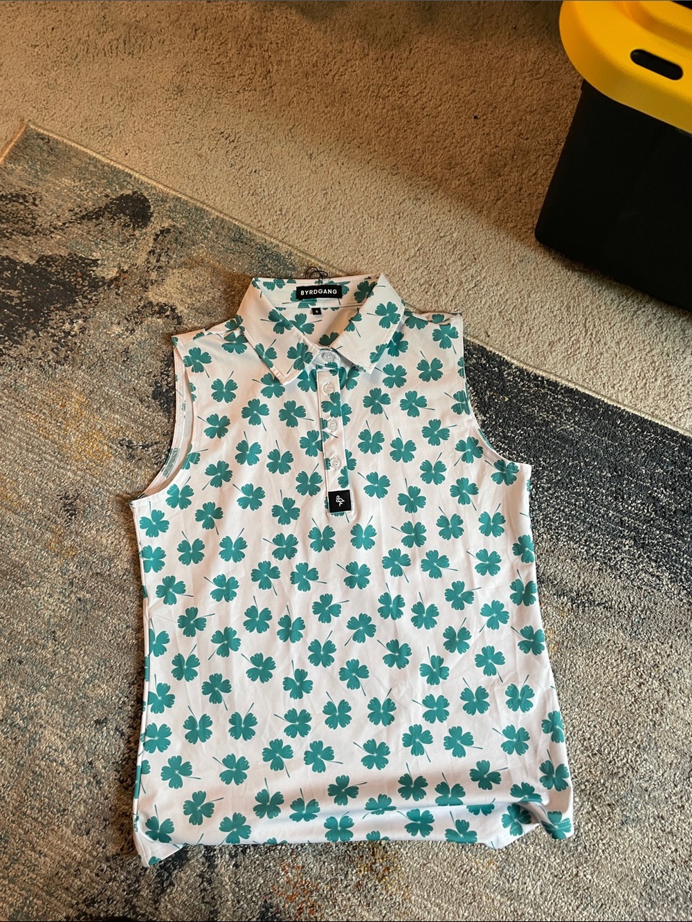 Clover Sleeveless Polo with Green Clovers Print